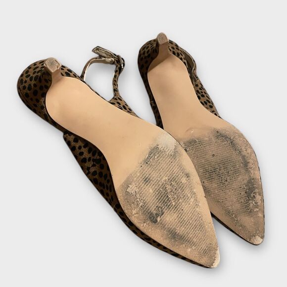 Isaac Mizrahi New York Animal Print Strap Kitten Heels Sz 7.5 Slingback Heels - Picture 2 of 5